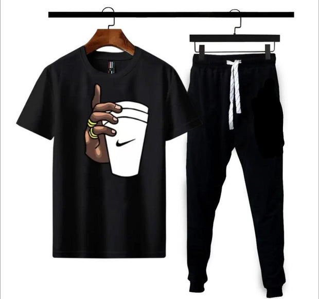 2 Pcs Micro Polyester Printed T-Shirt And Trouser