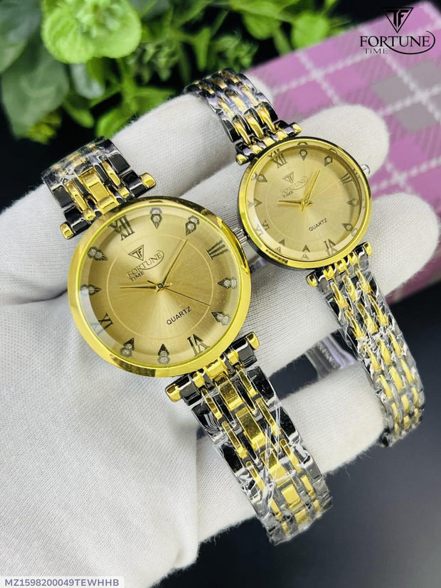 Elegant Quartz Couple Watch Set – 2 Pcs Water-Resistant Timepieces for Men & Women