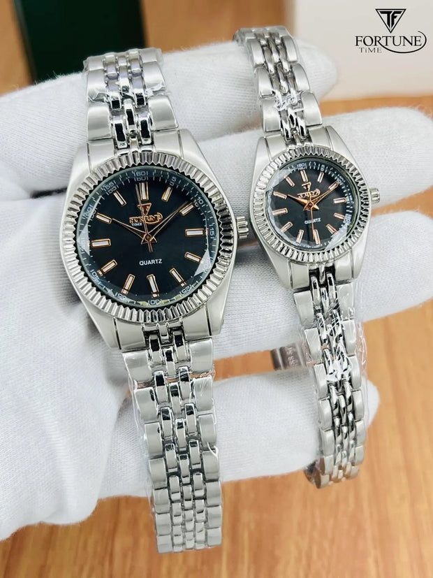 Elegant Unisex Pair of Water-Resistant Quartz Watches – Set of 2
