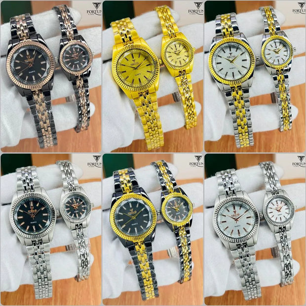 Elegant Unisex Pair of Water-Resistant Quartz Watches – Set of 2