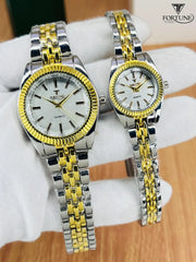 Stylish Unisex Analog Couple Watch Set – 2 Pcs Quartz, Water-Resistant Timepieces