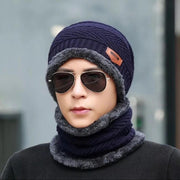 Cozy Wool Beanie and Neck Warmer Set - 2 Pcs in Blue