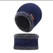 Cozy Wool Beanie and Neck Warmer Set - 2 Pcs in Blue
