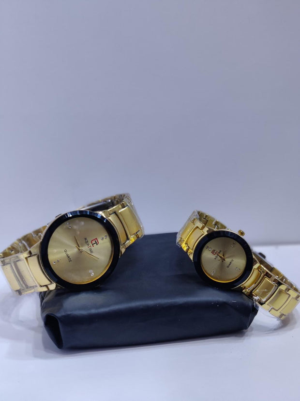 Golden Chain Couple Watch Set